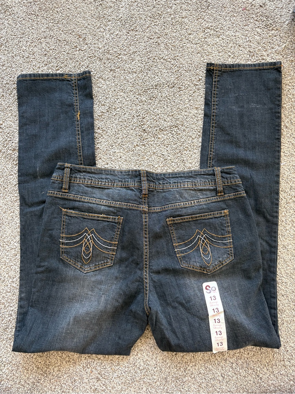 SO Dark Blue Skinny Jeans with Embroidered Back Pockets